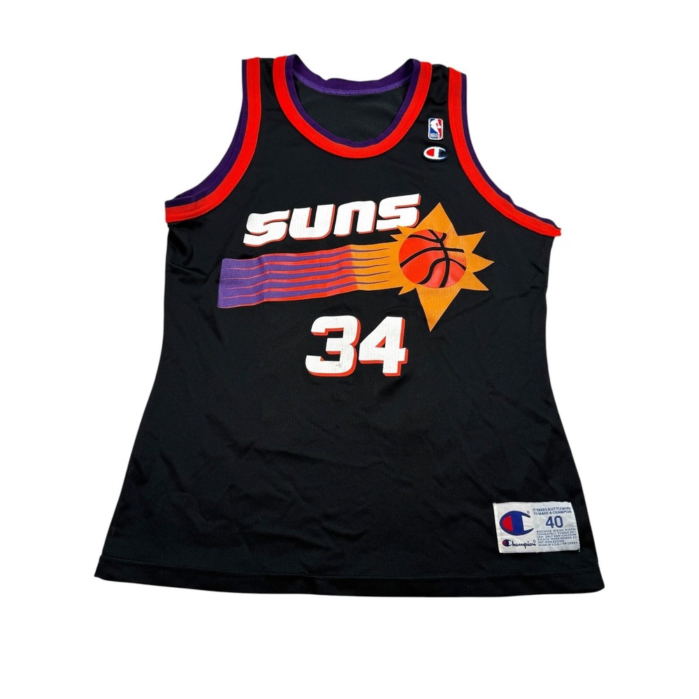 Vintage Phoenix Suns Jersey Mens 40 Black NBA Basketball Barkley 34 Champion 90s